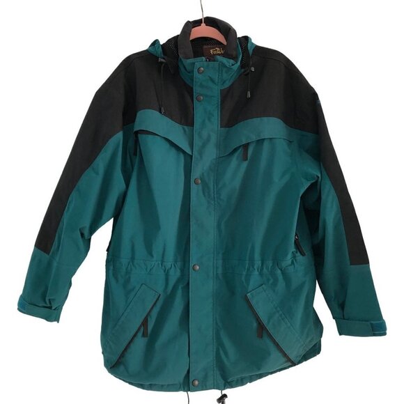 Vtg Far West Gor-tex Hooded Jacket Coat Windbreaker Unisex Teal Black Medium M - Picture 1 of 15